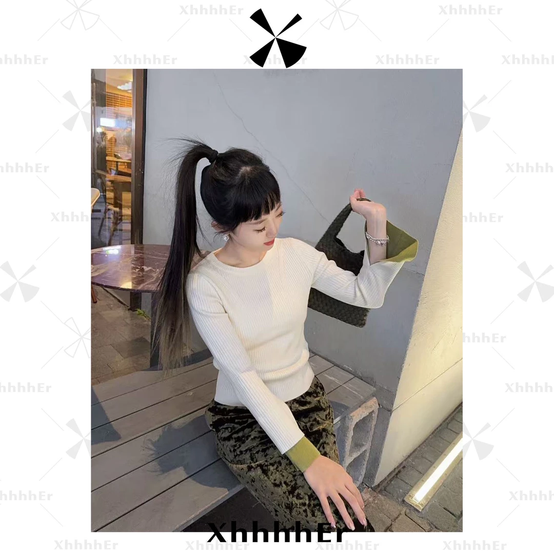 辛儿/小个子“糖果”法式撞色上衣秋冬保暖气质百搭针织内搭XY1736