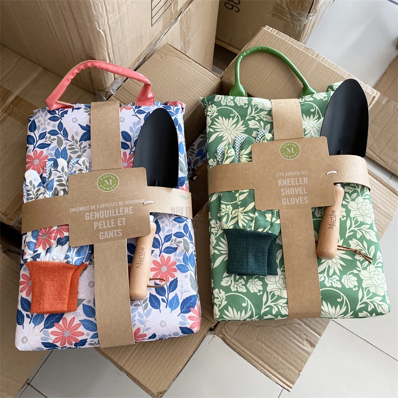 三件套!种花挖土家用小铲子铁锹手套垫子园艺套装