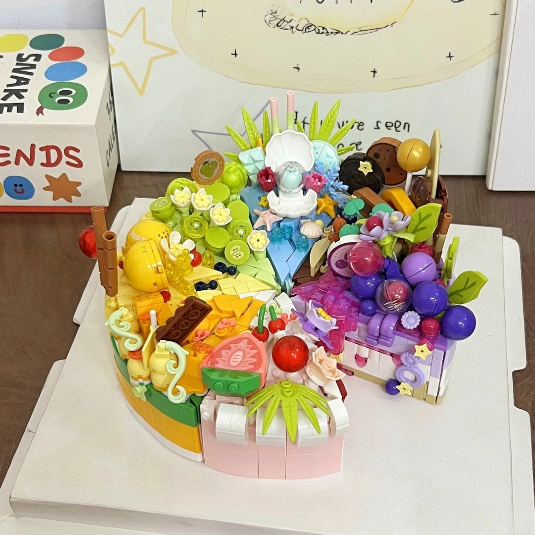 手工diy儿童益智积木生日蛋糕可爱玩具摆件创意小众手工礼物女生