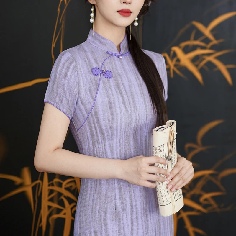 高端中式旗袍老上海2025短袖高贵日常改良盘扣长款民国风优雅裙子