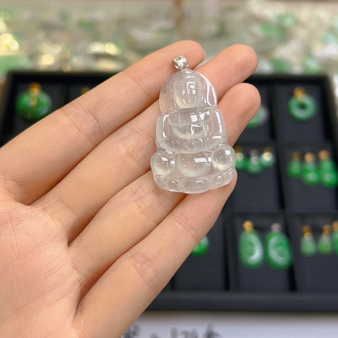 翡翠18K金镶嵌吊坠(不含链)翡翠