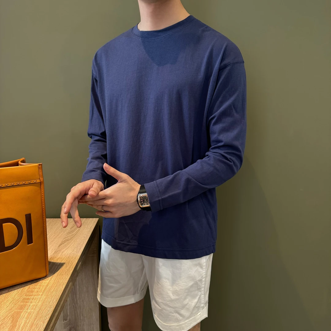 WUSHE物社【慵懒风】男士宽松简约时尚长袖T恤百搭休闲纯色防晒衣男