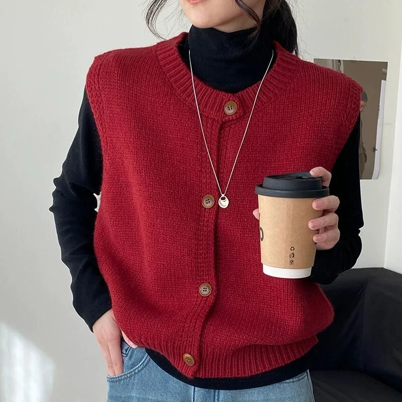 3383韩版时尚百搭糖果色针织背心女春季新款叠穿马甲坎肩秋季