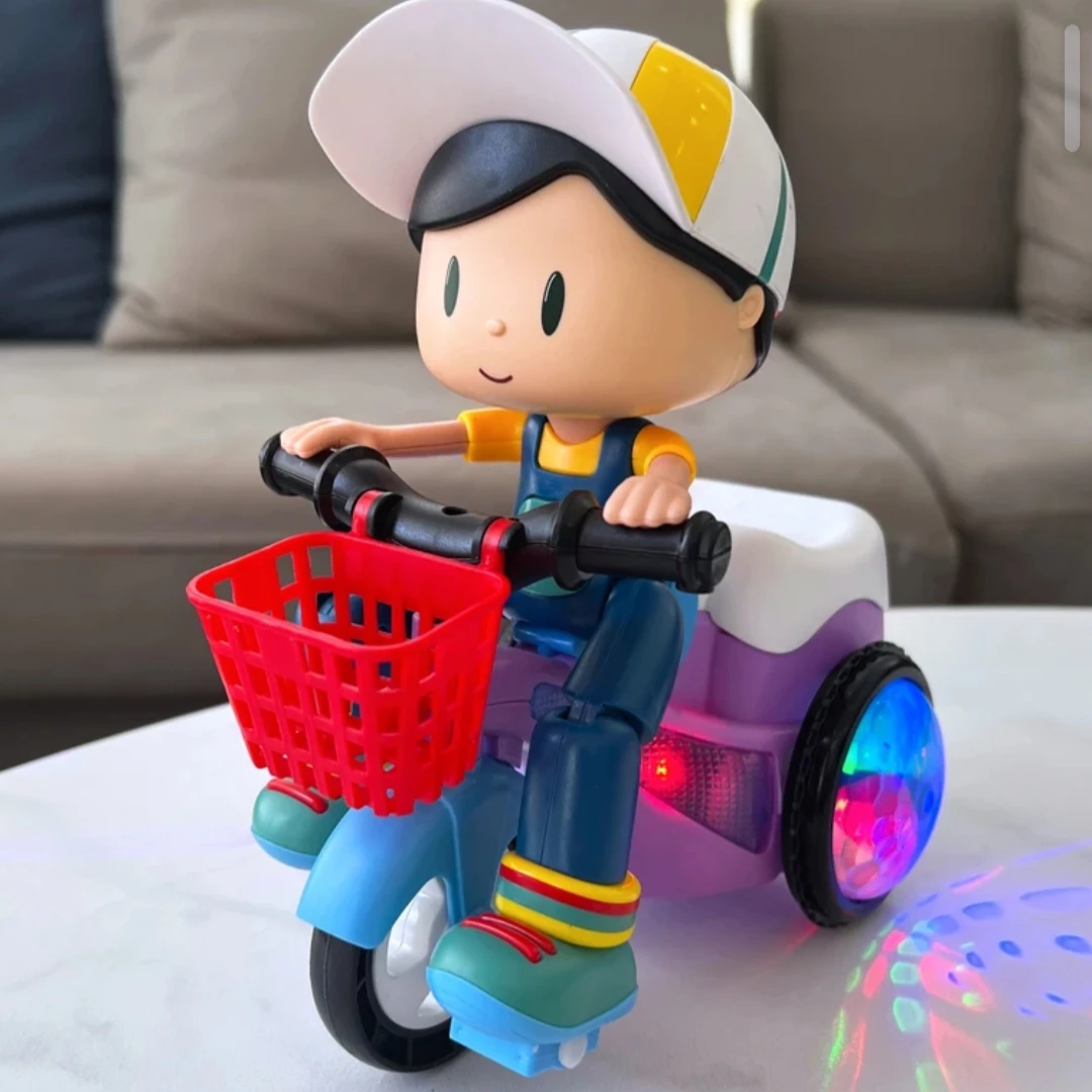 【粉丝浮力】特技三轮车儿童小宝宝电动玩具音乐灯光旋转【电池自备