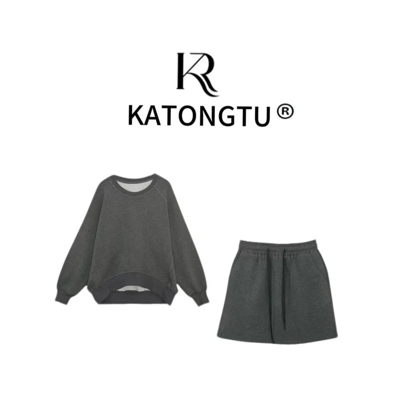 katongtu/卡通兔【典雅灰韵】2024秋冬新款时尚显瘦套装 YN24208