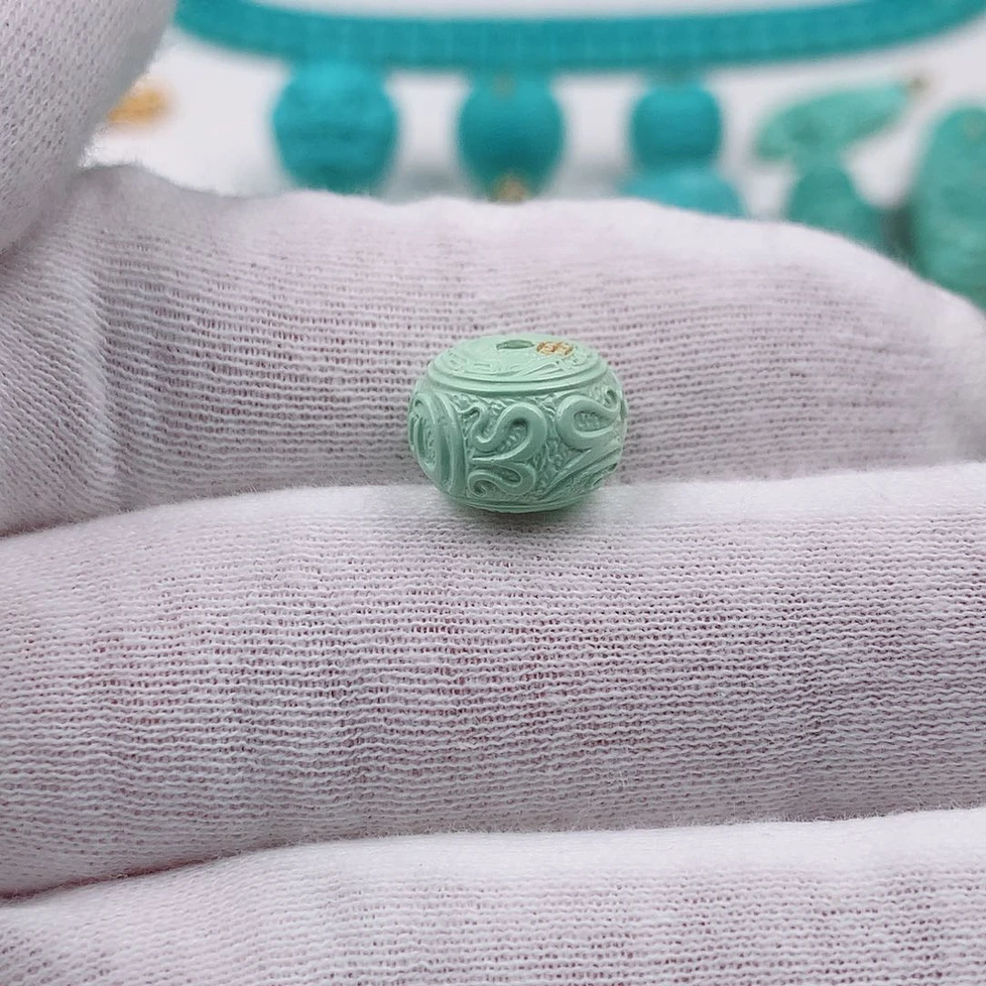 未镶嵌绿松石菜籽黄六字箴言11.8*8.5mm