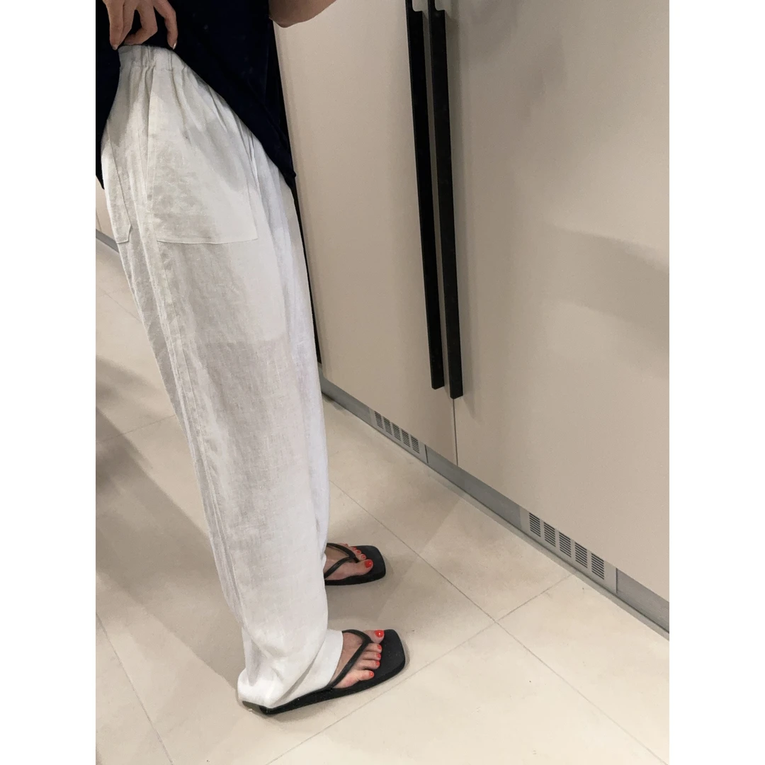 ［REVAN SUN］-大骨架穿搭 榈踪 100%亚麻休闲直筒裤25016