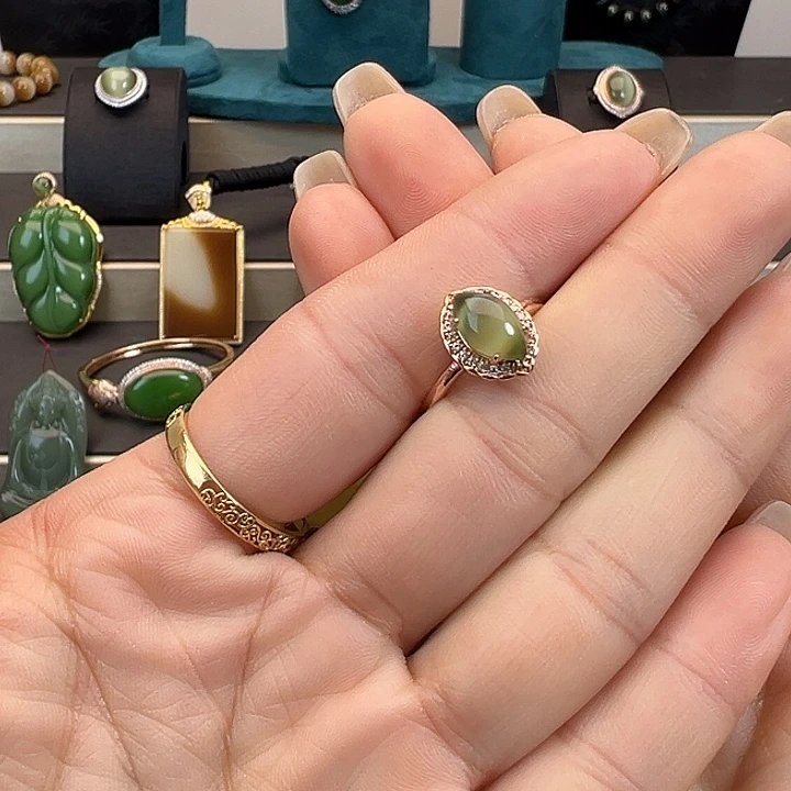 和田玉银S925镶嵌戒指