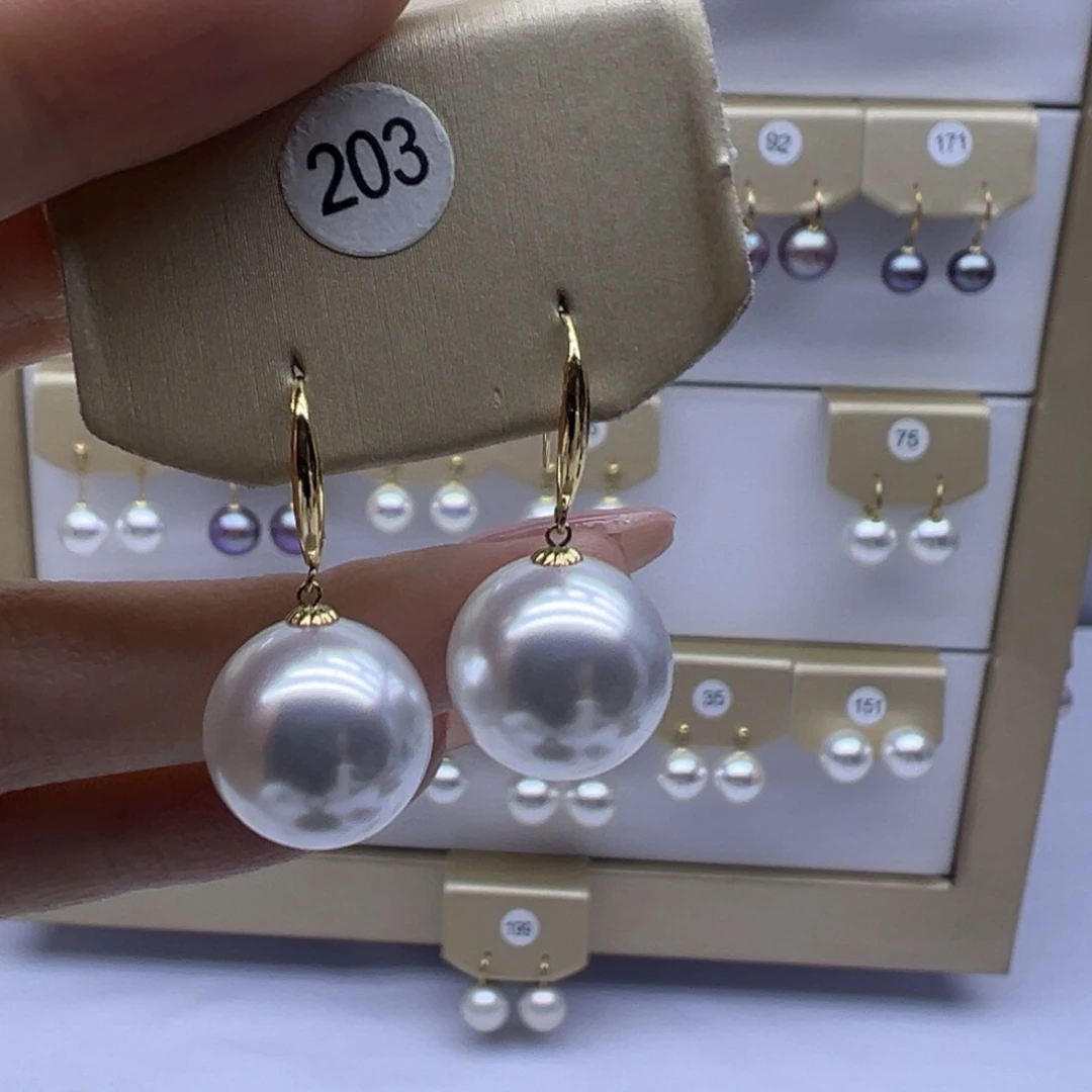淡水珍珠耳饰18K金镶嵌