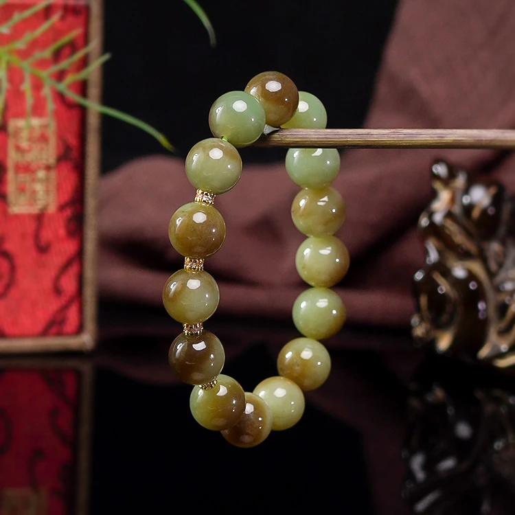 和田玉手串【宝陀明月】高端精品新疆和田玉且末糖红皮老料手串