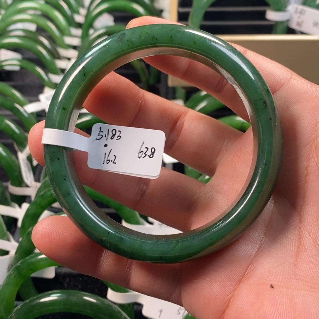 和田玉（碧玉）未镶嵌手镯有瑕疵63