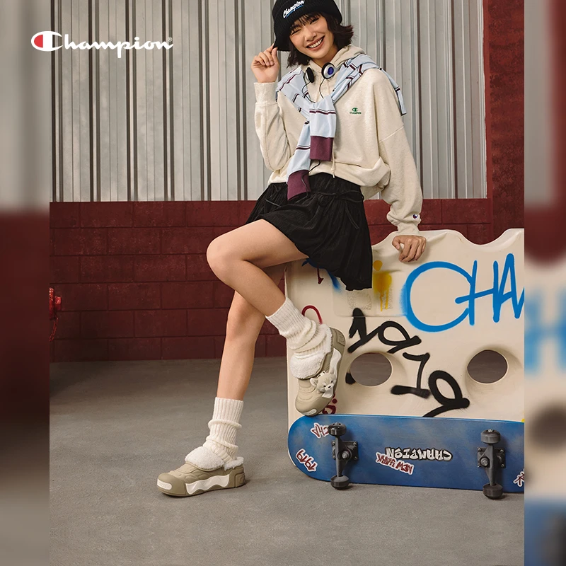 【膨膨云绒拖】Champion时尚休闲厚底保暖毛绒流光风棉拖25FWS01