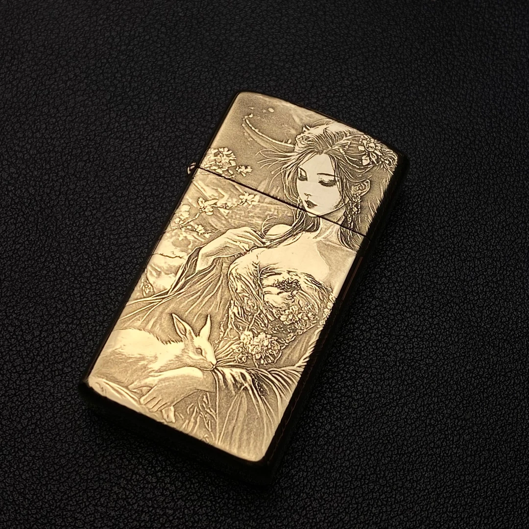 ZORRO佐罗909原铜玉兔仙子精雕写实自用盘玩男士必备煤油打火机