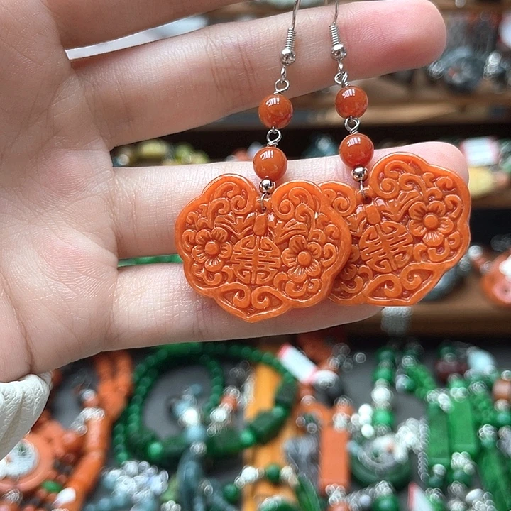 翡翠未镶嵌耳饰饰品