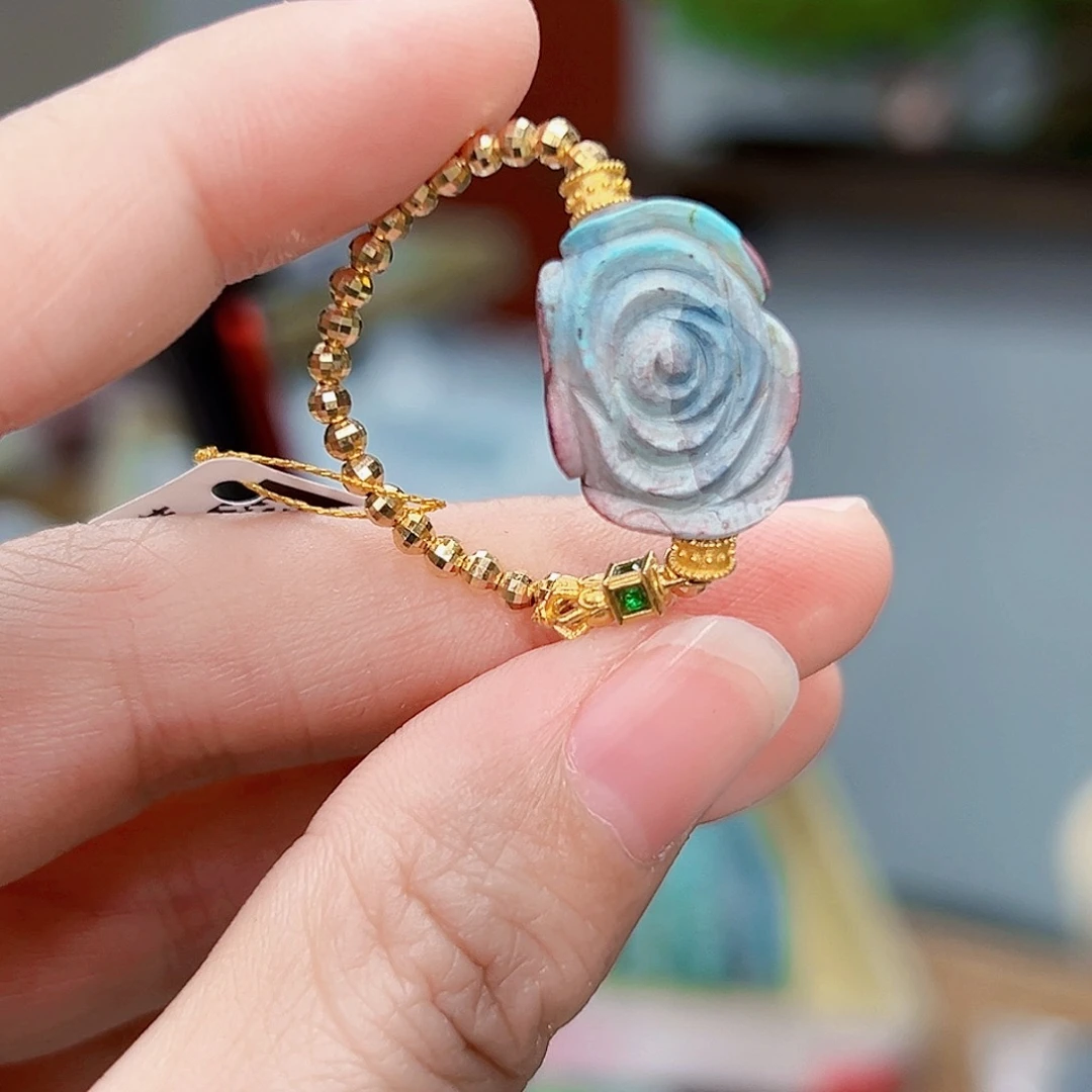 绿松石珠宝奇石18K金镶嵌