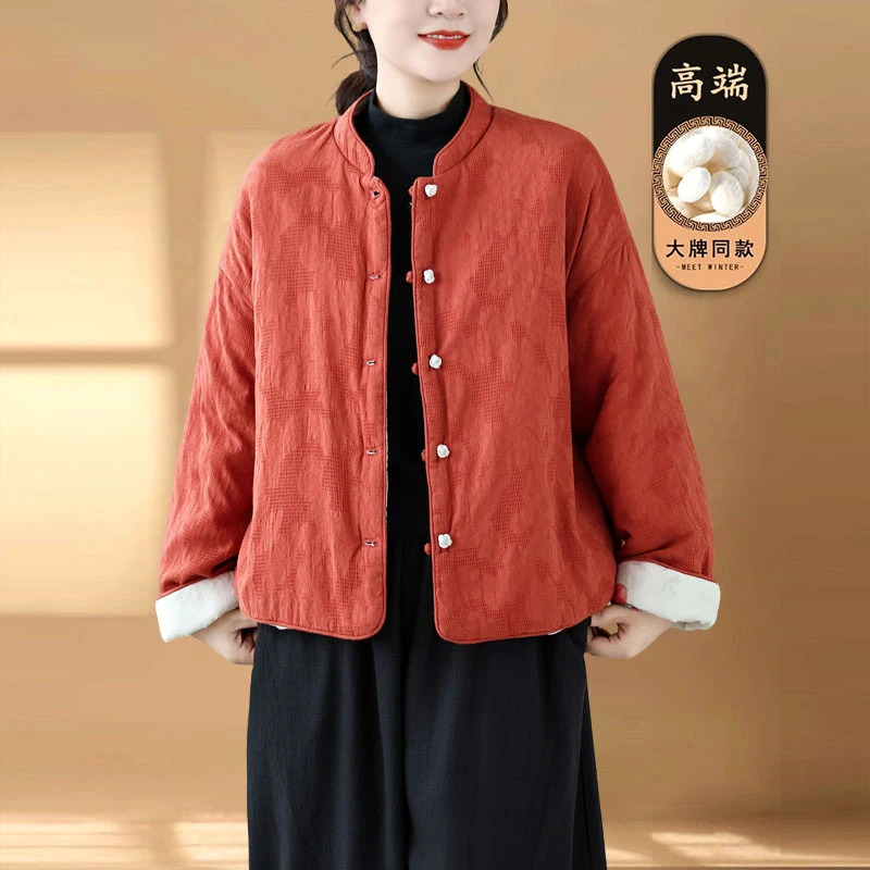 盘扣小众文艺范棉衣女冬季时尚保暖口袋棉服腔调双面穿小个子棉袄