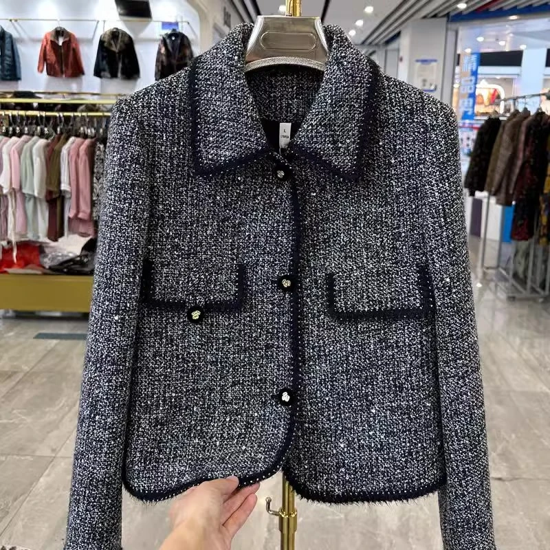 时尚妈妈装翻领小香风短款外套2025秋装新款洋气高贵中老年上衣