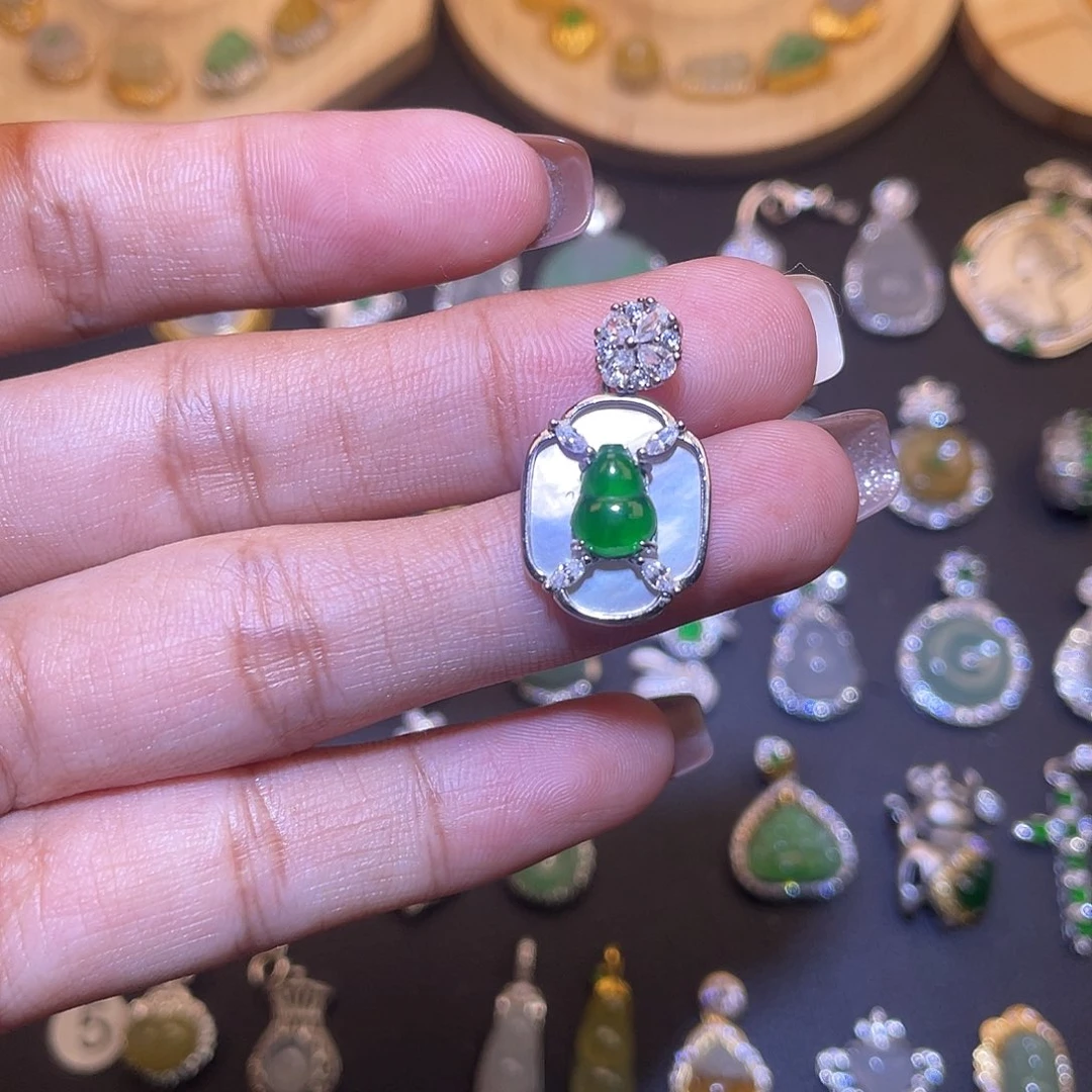 翡翠银S925镶嵌吊坠(不含链)