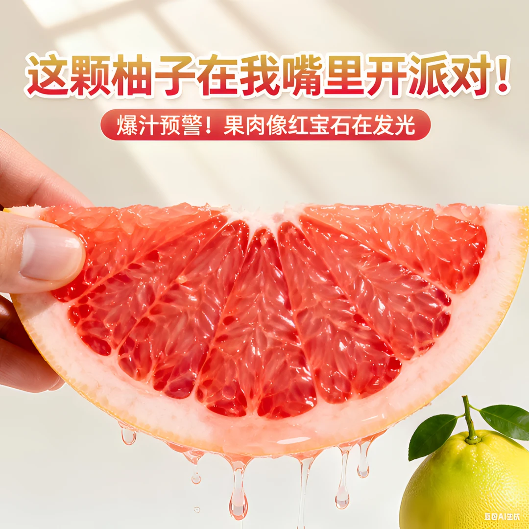 红心蜜柚红肉柚子皮薄鲜嫩多汁当季新鲜应季水果