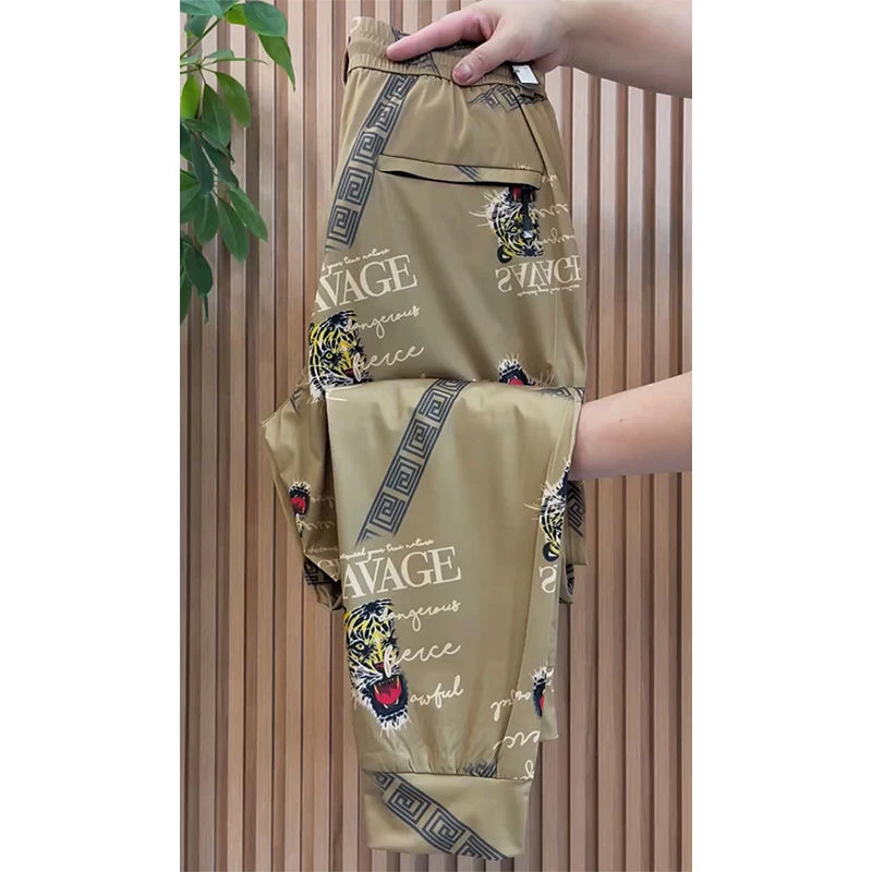 男士新款冰丝裤老虎图案