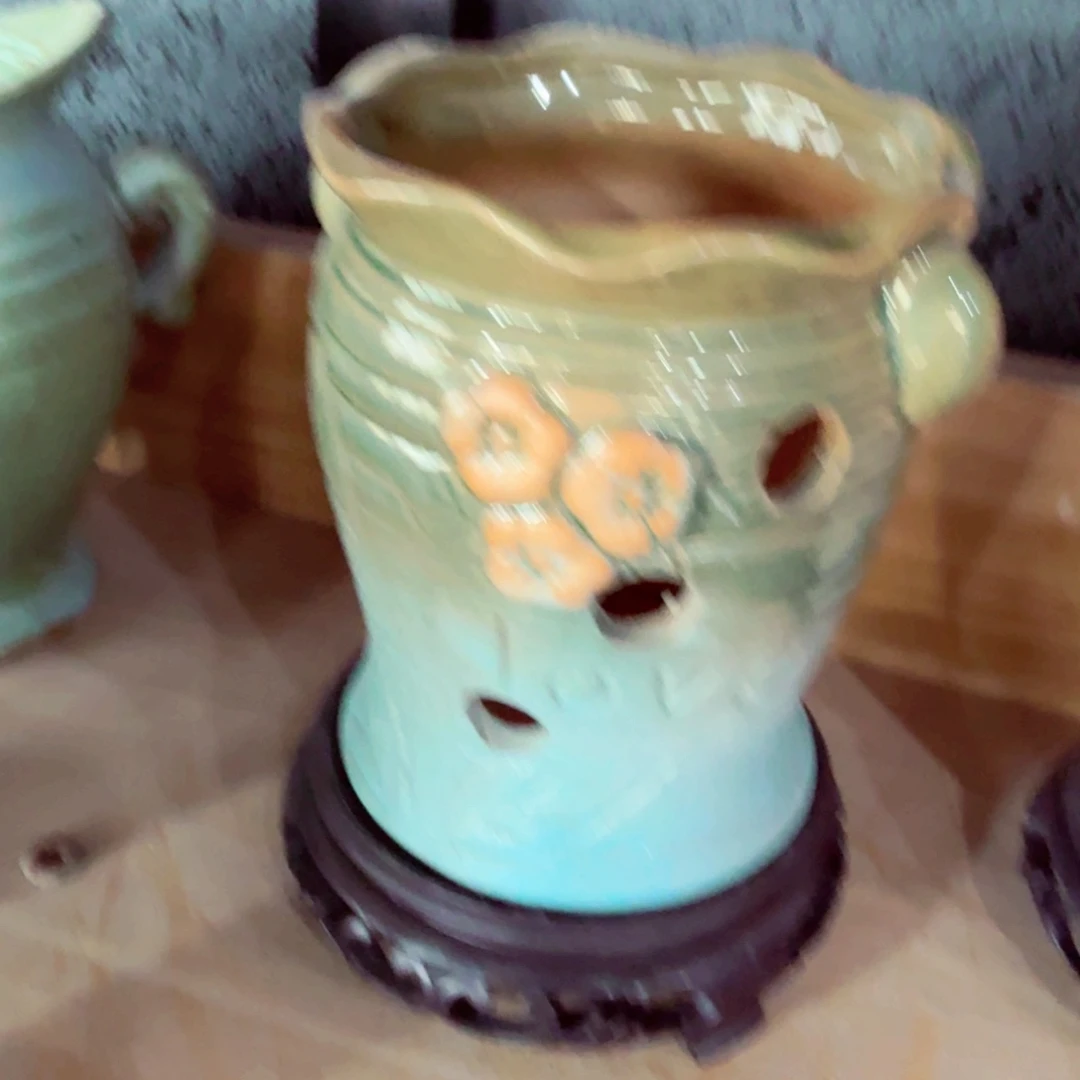 紫砂花盆粗陶绿醋