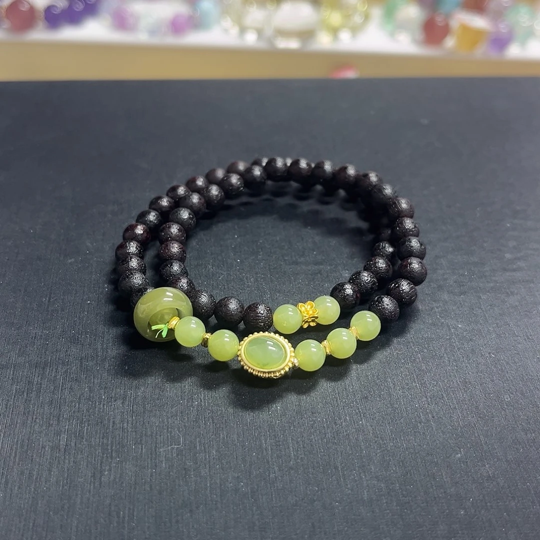 未镶嵌手链水晶沉香双圈手串