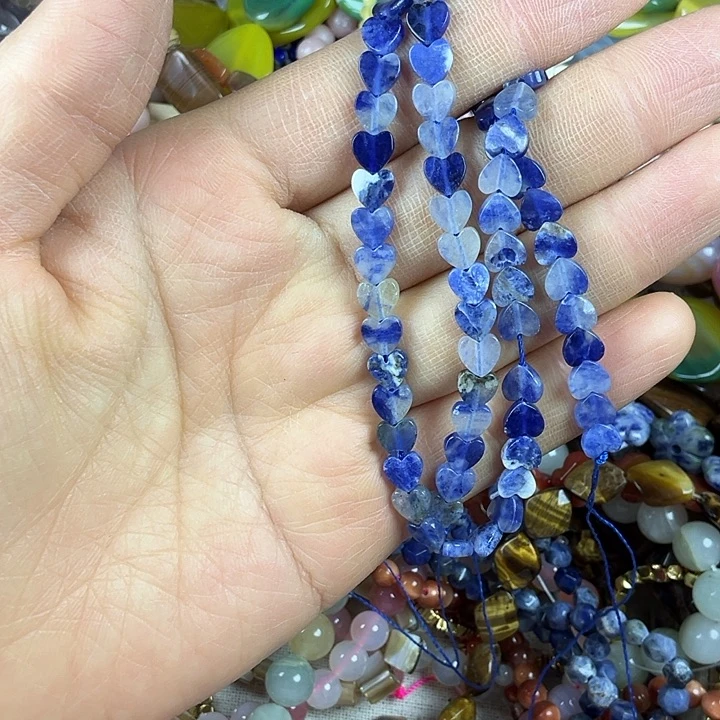 查罗石散珠合金爱心一条