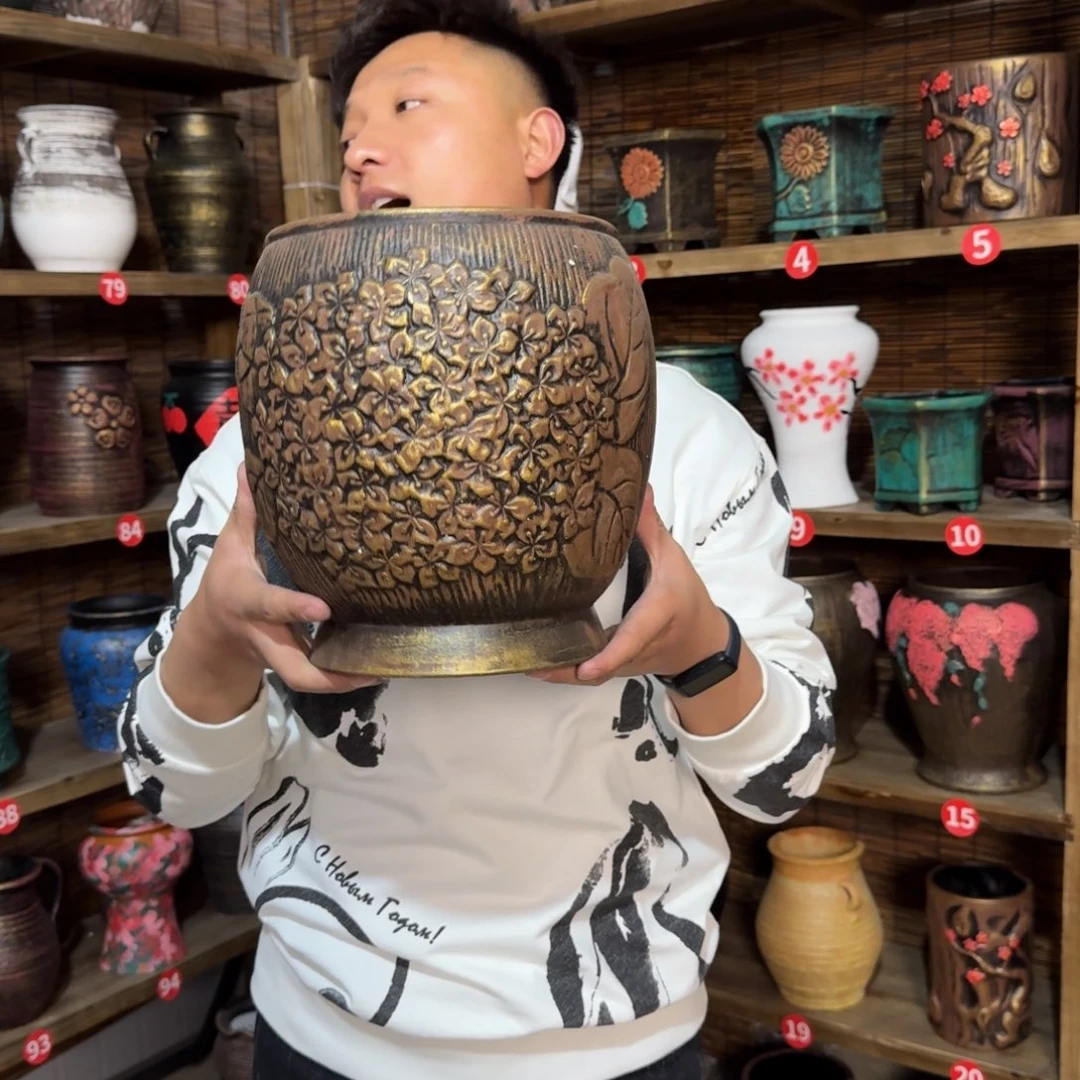 带孔高端浮雕花盆炸炸炸