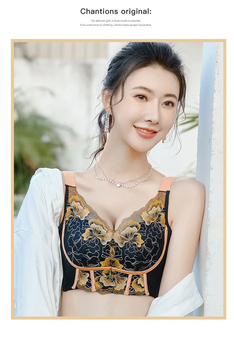 美容院内衣5D立体舒适收副乳无钢圈小胸五排扣防下垂薄款文胸