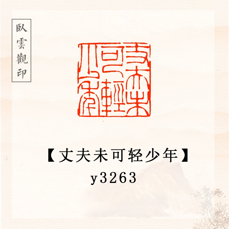 丈夫未可轻少年【2.5x2.5cm】书法闲章成品定刻书法书品引首章国画