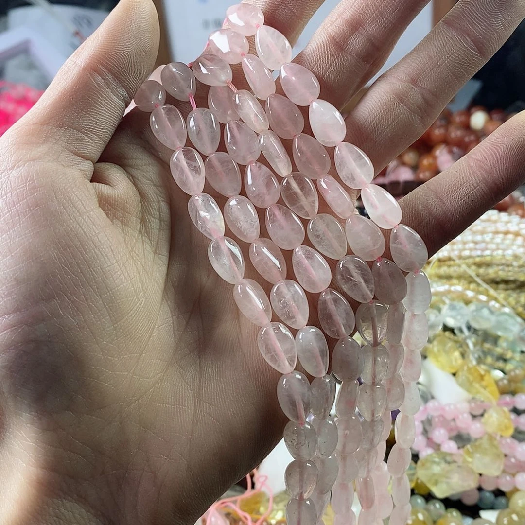 玛瑙/玉髓珠宝半成品未镶嵌一条天然8×12粉晶水滴B171