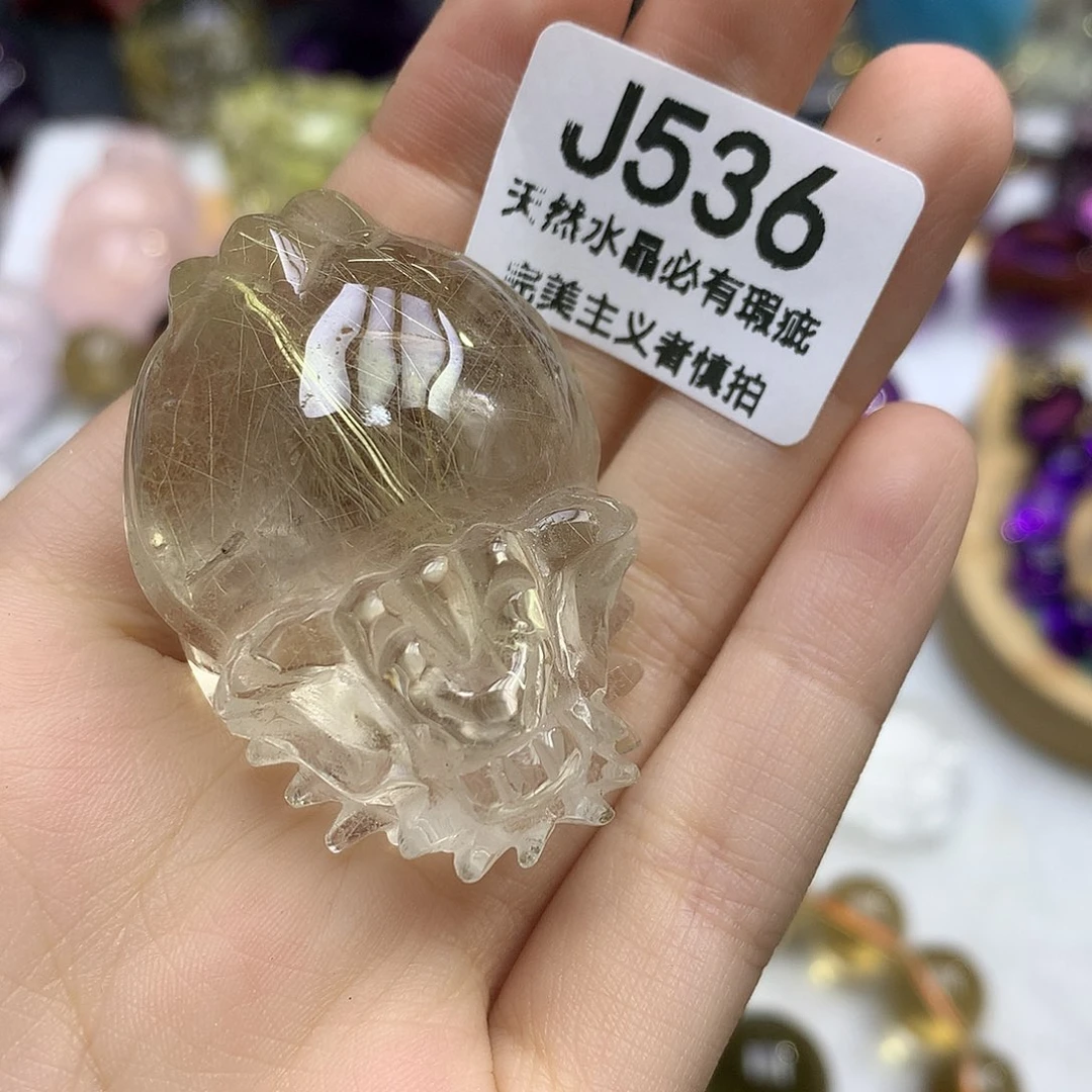 水晶珠宝半成品未镶嵌发晶龙龟
