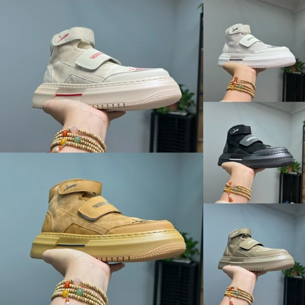 2025秋冬新款休闲鞋潮流风纯色高帮休闲鞋运动风运动休闲鞋男鞋