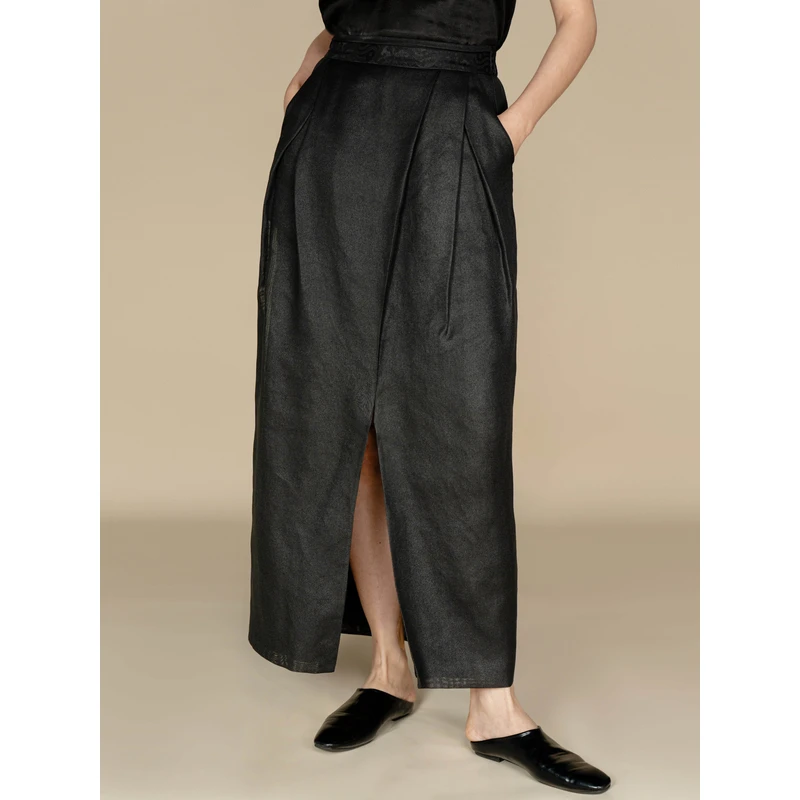 【栖香锦】素罗 香云纱 新中式 国风 秀场款 花苞 半裙