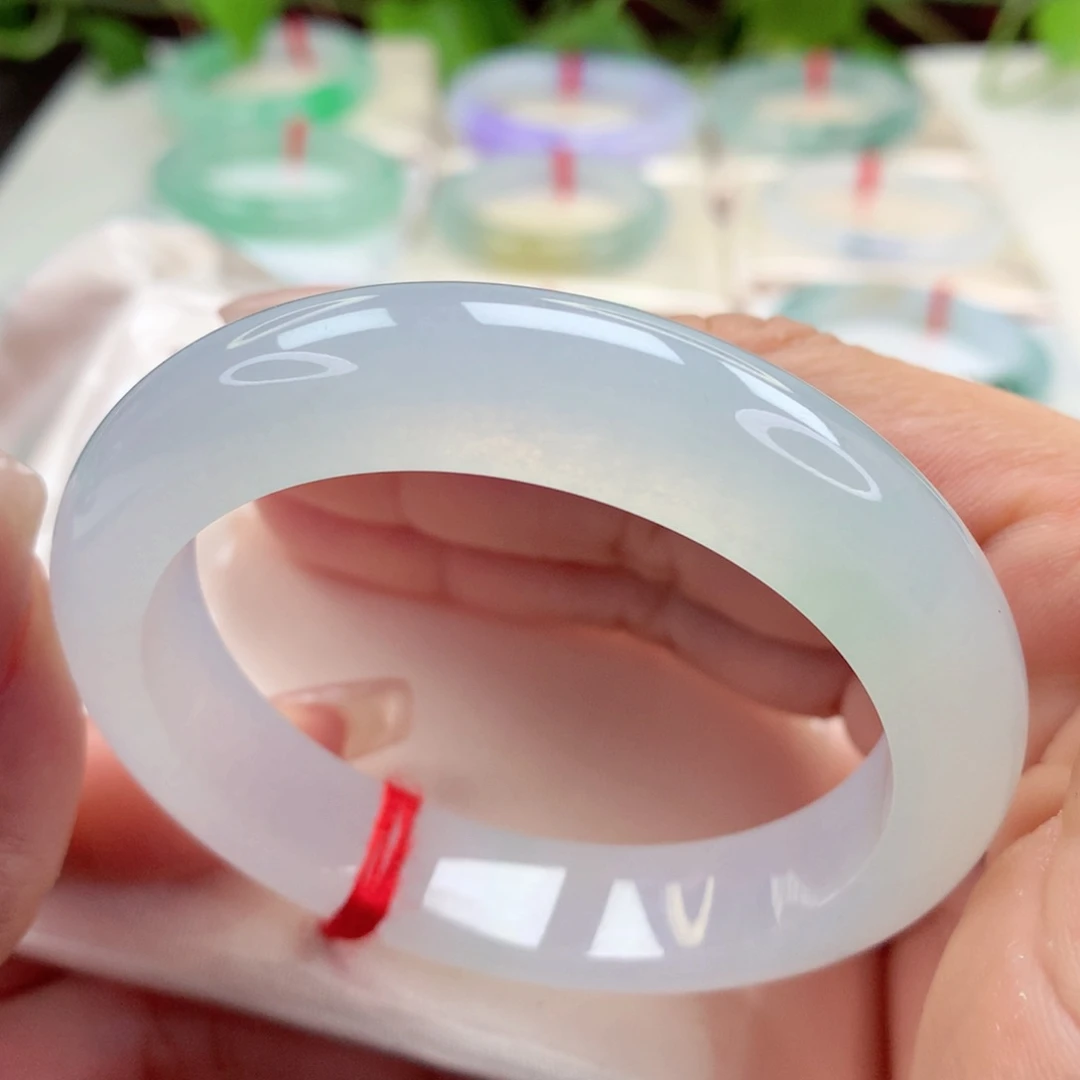 未镶嵌手镯翡翠54.7白月光金丝绿 种老肉细  完美 小柒