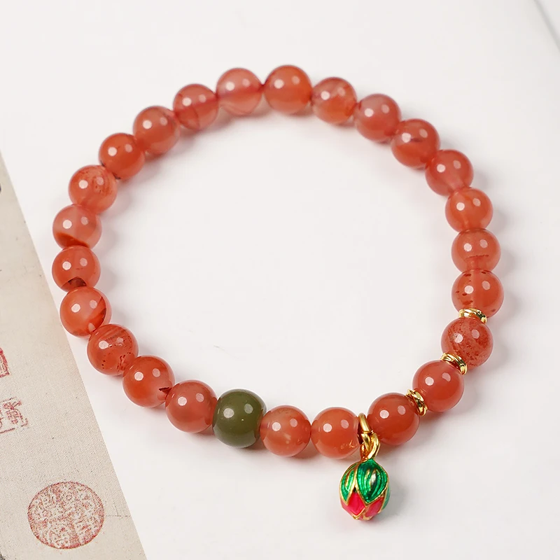 单圈南红和田玉转珠手链-8780