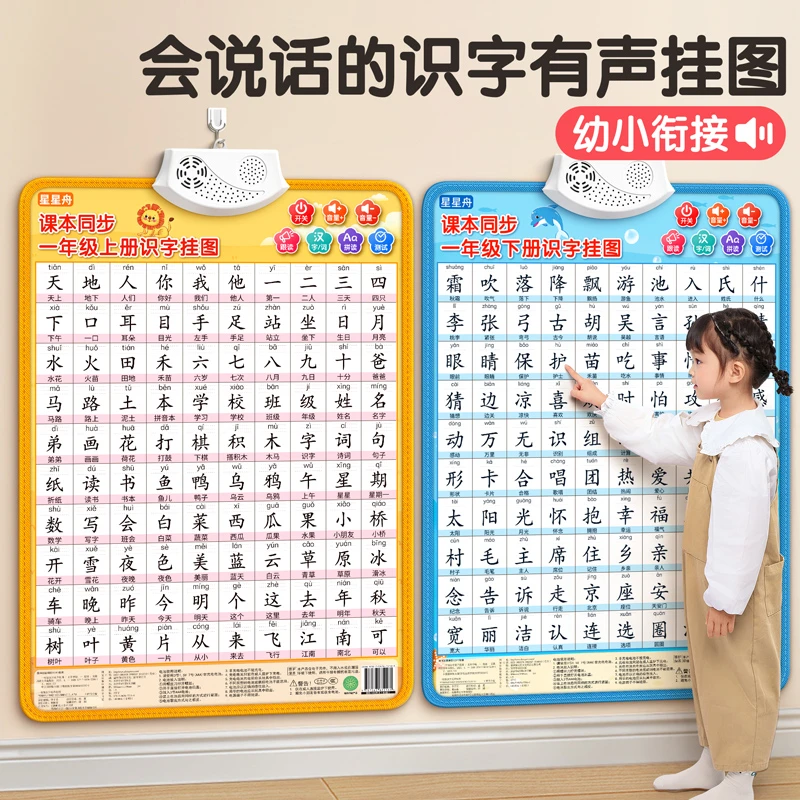 2025新版一年级识字有声挂图幼儿童认字点读神器看图墙贴幼小衔接