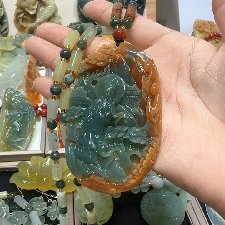 蛇纹石玉未镶嵌吊坠向*…