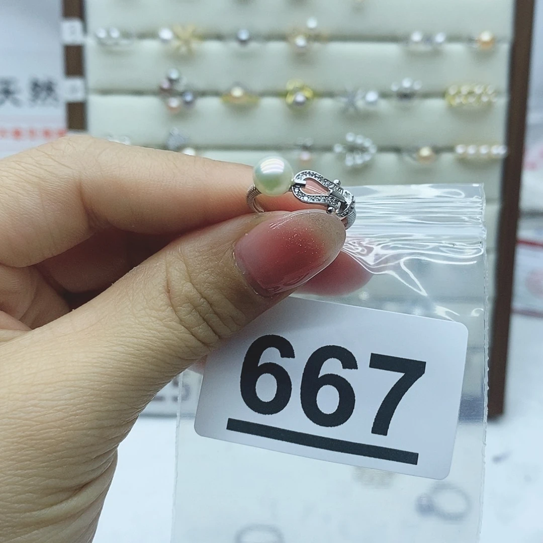 淡水珍珠戒指银S925镶嵌667
