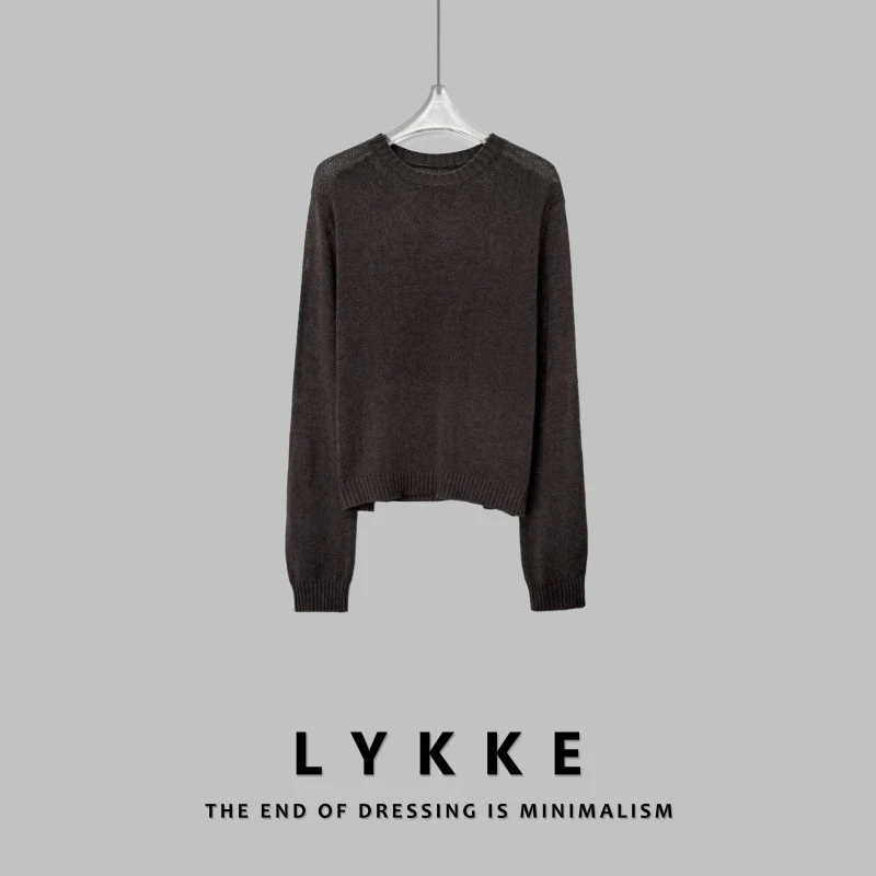 LYKKE 25新款羊毛后肩拼色设计圆领宽松针织上衣-E358