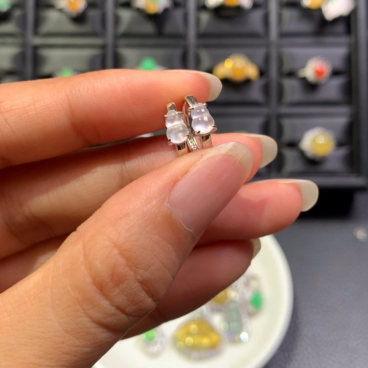 翡翠银S925镶嵌耳饰