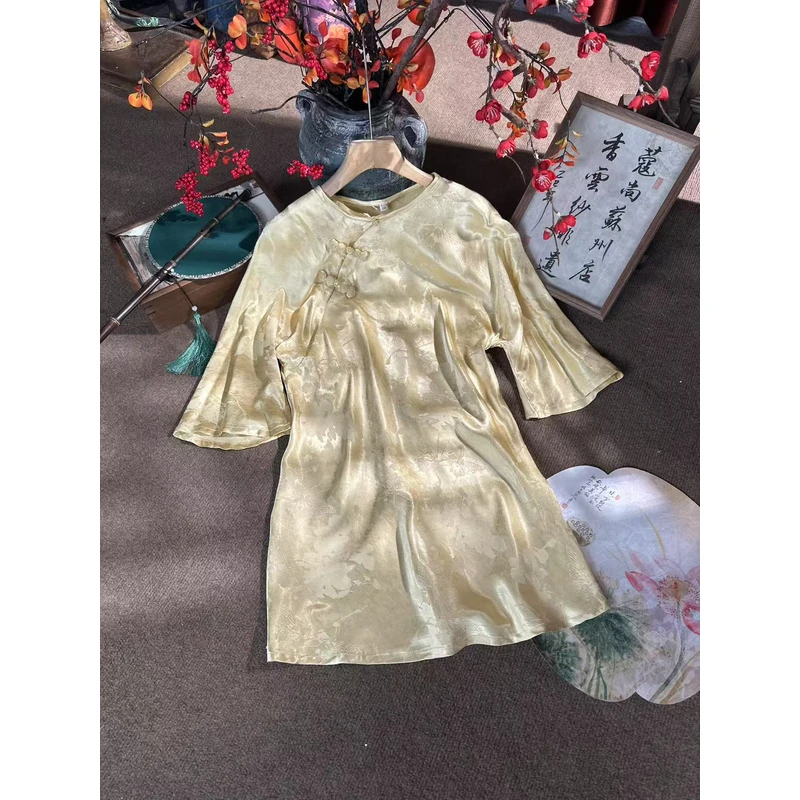 春季新款婉儿斜襟国风中长款上衣