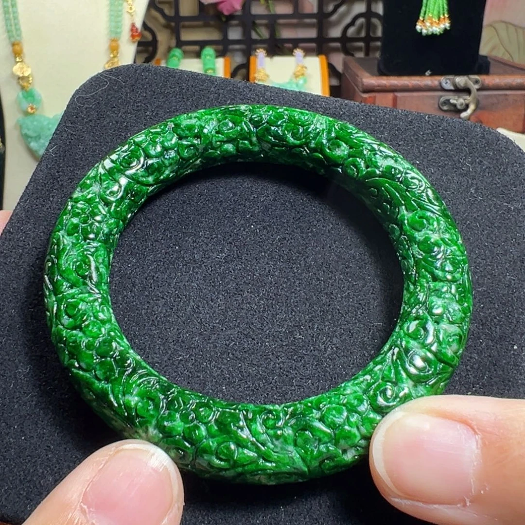 翡翠未镶嵌毛衣链老料花青手镯
