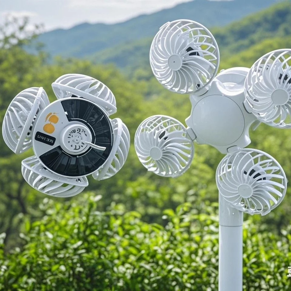 户品2025新款创意太阳能灯带风扇折叠足球灯风扇灯摆摊露营照明风