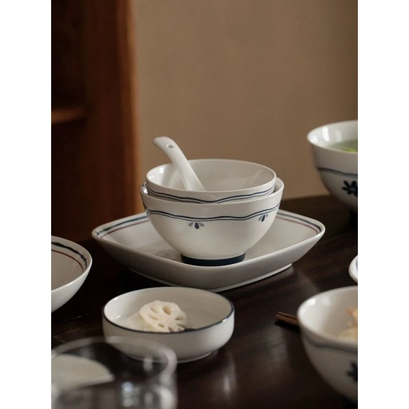 碗家用2025年新款米饭碗陶瓷碗漂亮餐具高级日式碗釉下彩潮州餐具