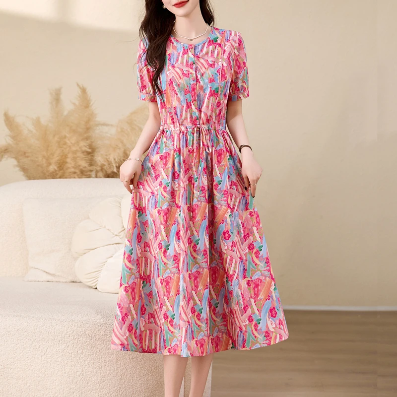 法式连衣裙女夏季2025新款超火高级感气质碎花裙显瘦长裙漂亮裙子