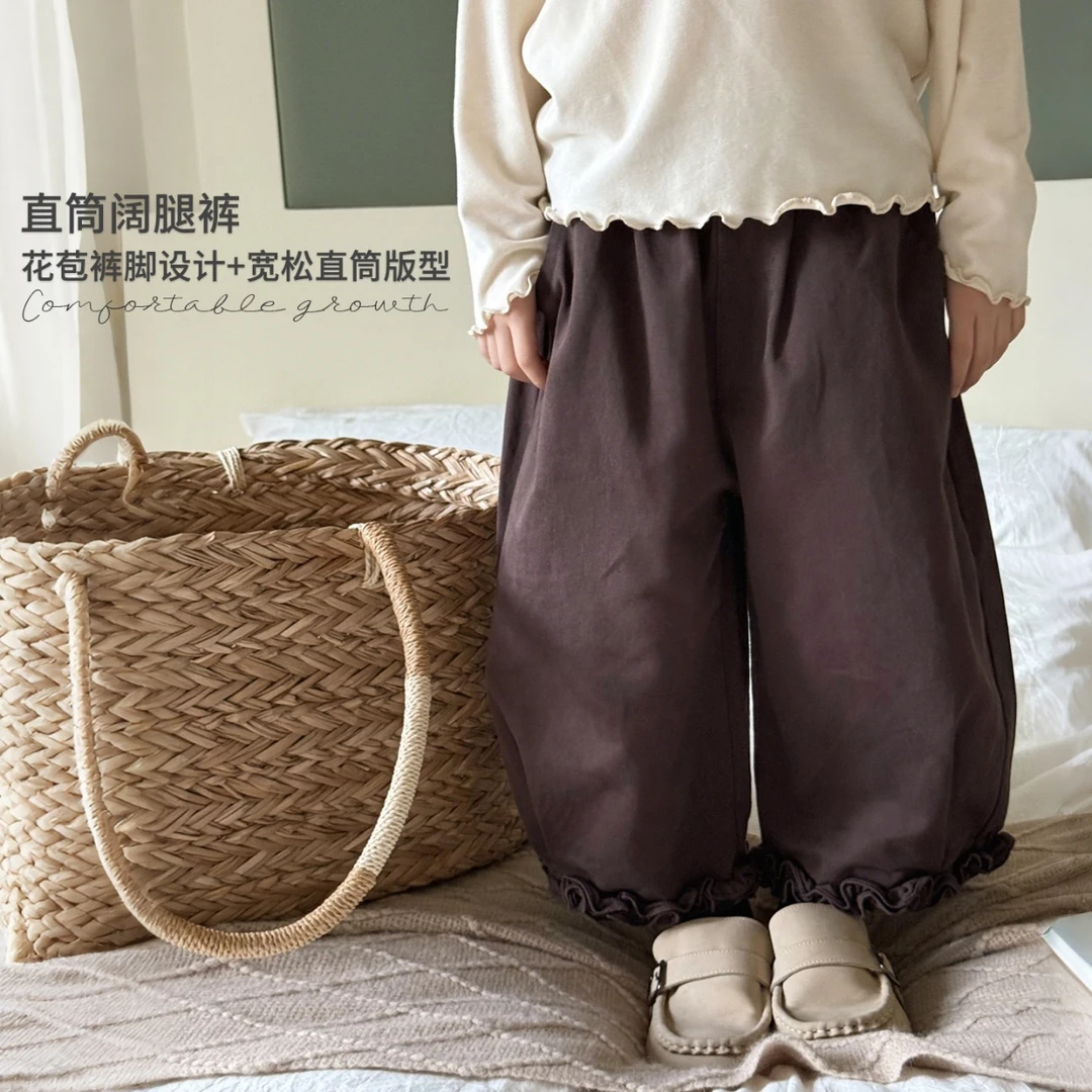 PAPA~韩系25秋儿童韩版时尚直筒阔腿裤-52606