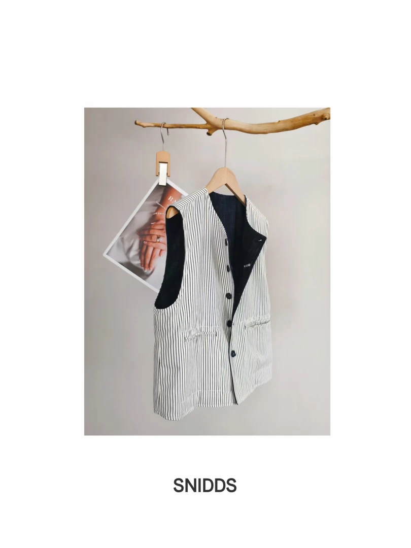 8/16 女士  复古双面穿棉麻混纺叠穿马甲