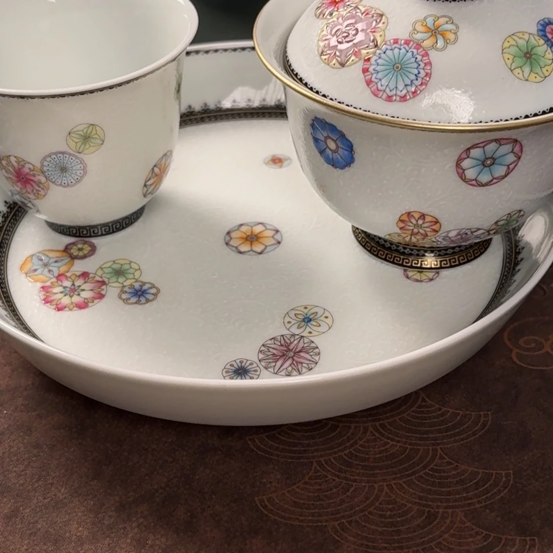 风*纯手工手绘陶瓷茶具三件