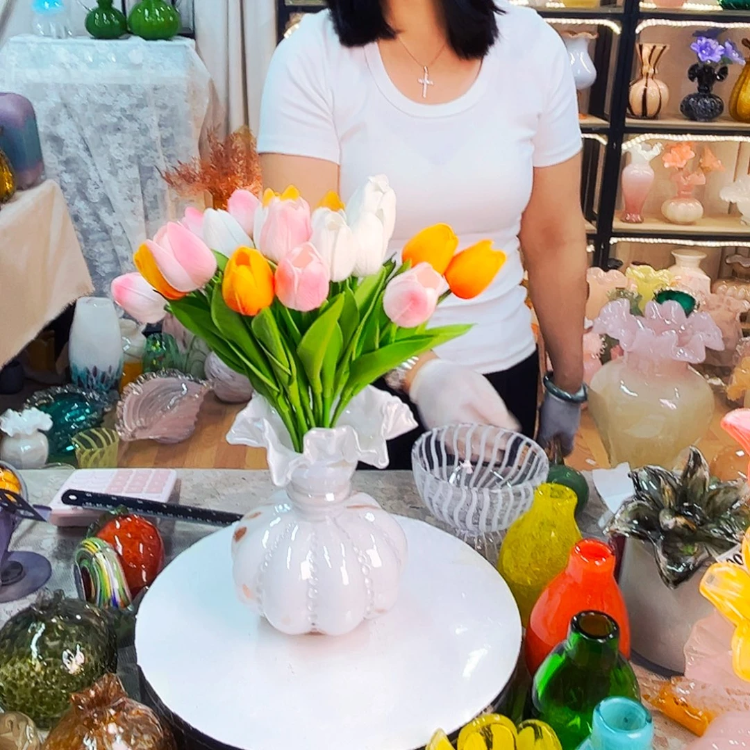 琉璃芬顿瓶不含花家悦琉璃工艺品